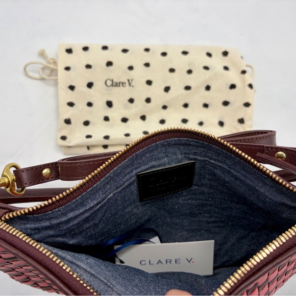 Clare V. Petit Moyen Messenger Bag in Raisin Petal Woven NWT - Picture 4 of 4